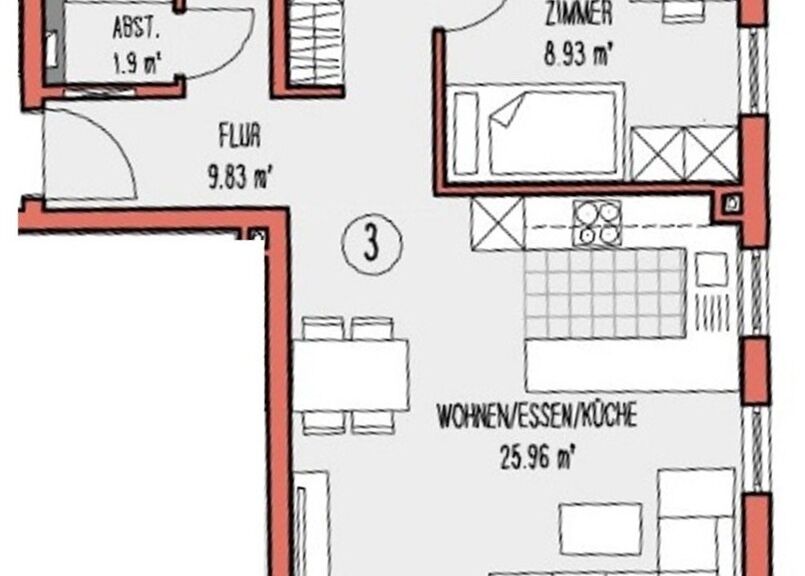 Erstbezug in BK-Waldrems: 3-Zimmer-Wohnung mit Balkon, Einzelgarage